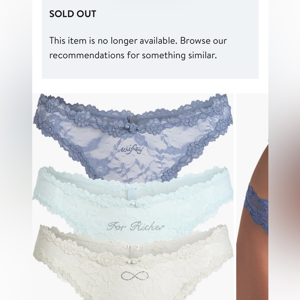 NWT SKIMS Bridal Lace Thong Set - Blue, Light Blue, White - Picture 5 of 5